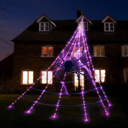 Halloween LED Telaraña Grande Decoración Jardín Exterior Color Cambiante Colgante - Imagen 24 de 24