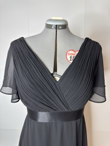 Vestido Ever Pretty Negro Talla Grande Baile de graduación Dama de honor Transparente Acanalado Nuevo con Etiquetas - Imagen 2 de 15
