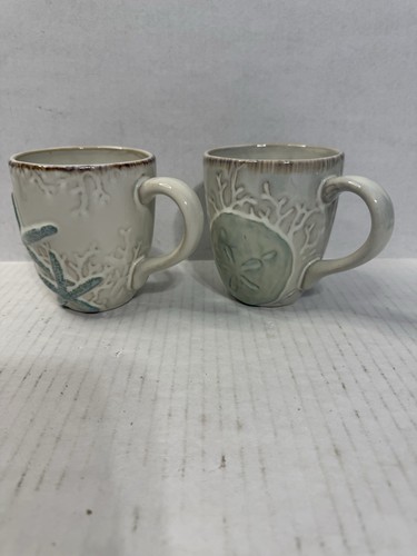Cracker Barrel White Sands 3D Mug Lot Of 2 Beach Coastal - Picture 2 of 5