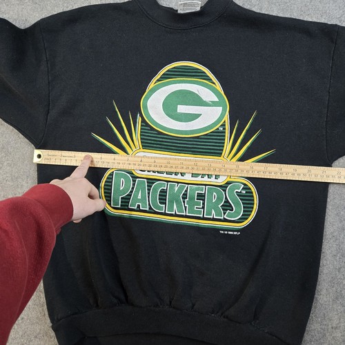 Vintage Green Bay Packers Sweatshirt Mens Large Black Football 90s 1996 Tultex - Picture 8 of 12