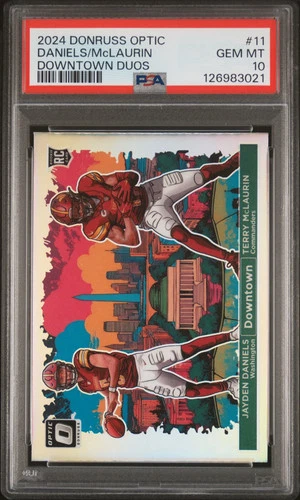 2024 Optic - Jayden Daniels/Terry McLaurin - Downtown Duos -#11 -PSA 10-GEM MINT