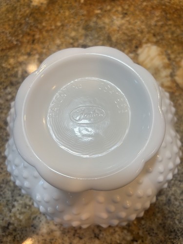 Pair Vintage Milk Glass Fenton Footed Hobnail Multiple Candle Holder Bowl Mint - Picture 5 of 5