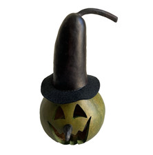 Vintage Natural Dried Gourd Hand Made Jack O Lantern Witch Primitive Folk Art