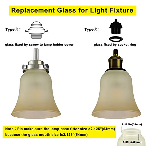 Glass Shade Replacement for Ceiling Fan, 4 Pack Vintage Farmhouse Glass Covers - Picture 5 of 8