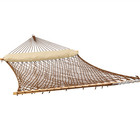 Large Polyester Rope Hammock with Spreader Bar and Pillow - Brown by Sunnydaze