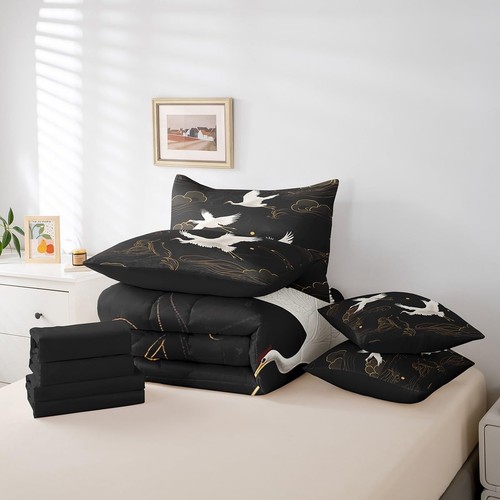 Red-Crowned Crane Comforter Set with Sheets King Size Kids Auspicious Clouds ... - Foto 6 di 7
