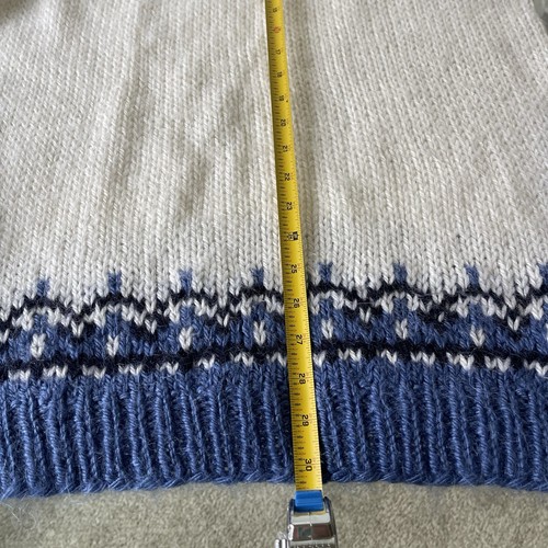 Vintage Blue White Stobi Nordic Handknit Wool Sweater XL Chunky Cabin - Picture 6 of 7