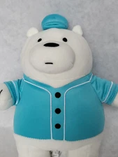 Miniso We Bare Bears 9.5" Ice Bear Polar Blue Outfit Hat White Plush Retired 