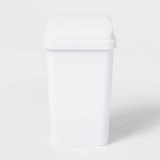 13gal Swing Top Waste Basket White Kitchen Trash Can, 13 Gallon Capacity