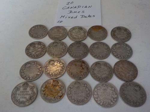 20   Canadian 80% Silver   Dimes   2 D