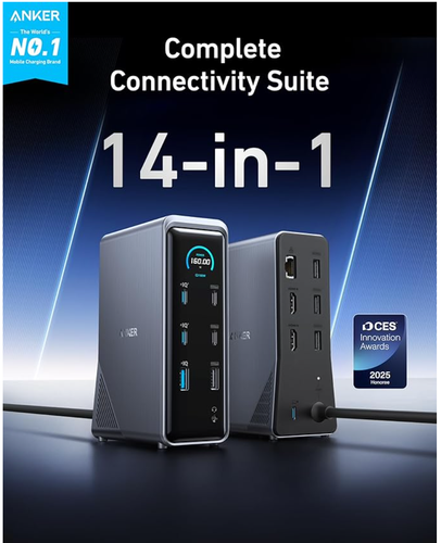 Anker Prime Docking Station 14-Port 160W USB-C 10Gbps Transfer Smart Interface - Picture 2 of 7