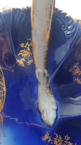 Antique Royal Bavarian Porcelain Handle Dish w/ Enamel Flowers & Gold Gilt - Picture 19 of 21
