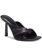 INC Womens Black Ruched Birana Square Toe Stiletto Slip On Heeled Sandal 5.5 M