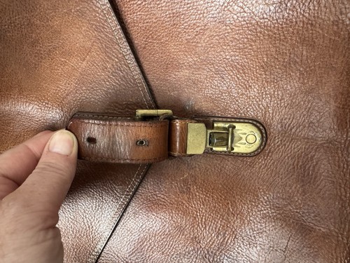 Large Vintage Leather Mulberry Crossbody Bag In Brown - Picture 5 of 12
