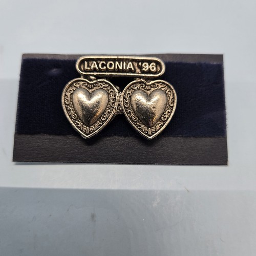 LACONIA 96 PEWTER PIN • Vintage 1996 Double Heart Bike Week Commemorative 1" - Picture 4 of 4