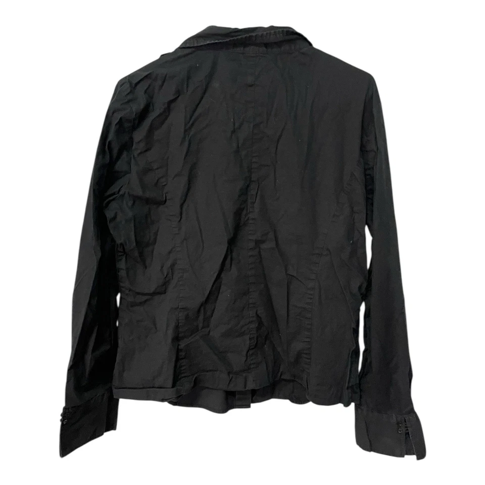 Kenar Womens Size XL Black Ruffle Long Sleeve Blouse Gothic Work Wear Y2K - Image 2 of 4