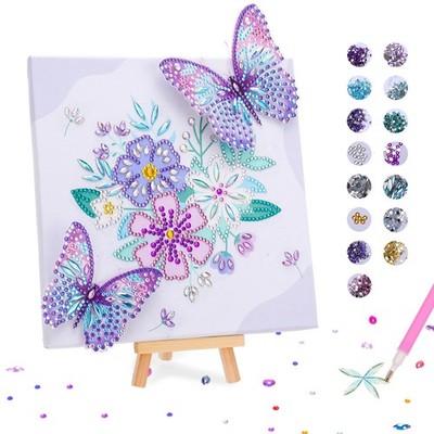 Arts and Crafts for Kids Age 8-12, Butterfly Diamond Art Kit with Stand,6 7 8 9 
