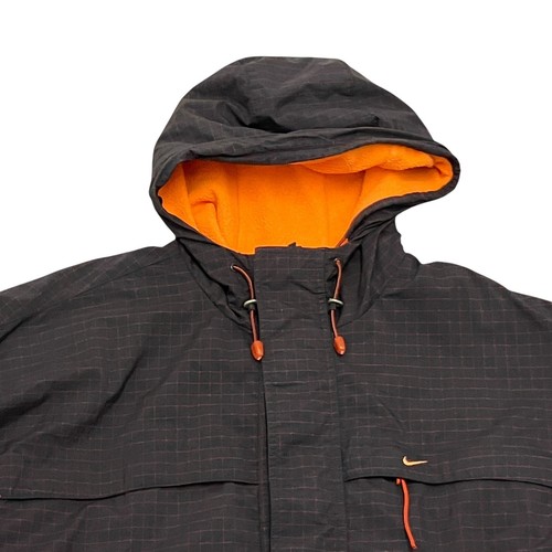 Vintage Nike Jacke Fleece gefüttert Y2K 00s grau Herren XL Kapuze Full Zip Sport - Bild 2 von 16