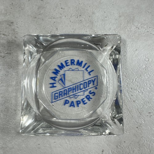 Vintage Ashtray Hamermill Papers Graphicopy Glass Advertisement Pennsylvania