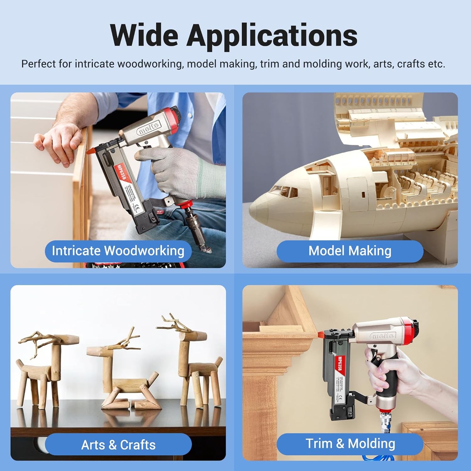 meite 23 Gauge Pin Nails, Assorted 6 Sizes (1/2", 5/8", 3/4", 1", 1-3/16", 1-3/8