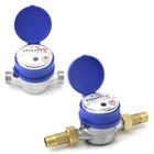 QWORK Water Meter, 2 Pack 1/2" NPT 304 Stainless Steel Cold Water Flow Meter