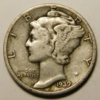 1939 D Mercury Dime VF-EF  Actual Coin Pictured- Not Cleaned, Polished or Dipped
