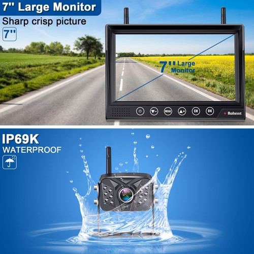 Wohnmobil Rückfahrkamera Wireless HD1080P 2 Kameras mit 7 Zoll Touch Key DVR Monitor... - Bild 8 von 9