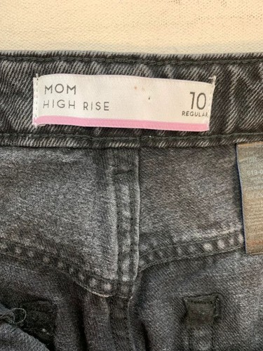 Next Mom Jeans 10 Regular Grey Distressed High Rise Straight Leg - Picture 9 of 14