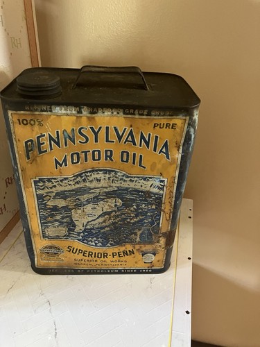 vintage pennsylvania motor oil can, 2 gallon.