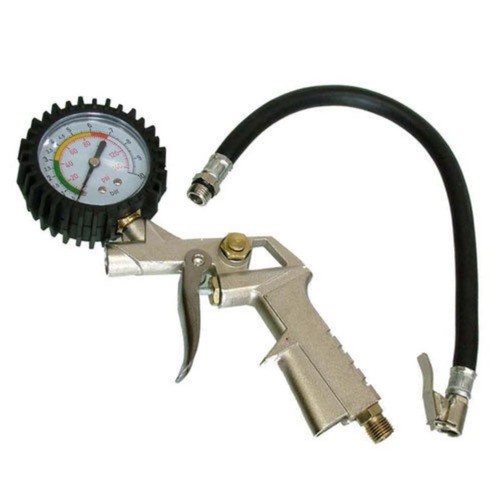 ALLOY AIR COMPRESSOR TYRE INFLATOR TOOL + GAUGE - Picture 2 of 2