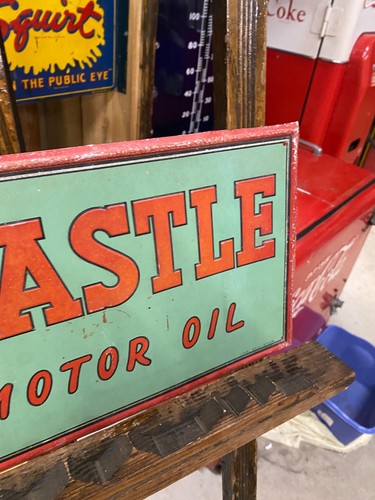RARA insegna vintage CASTELLO olio motore alluminio metallo GAS OIL 19 1/2' x 9 1/2" - Foto 4 di 12