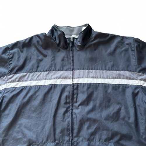 Athletic Works Windbreaker Men’s L Black Insulated Jacket Gray White Stripes - Picture 3 of 5