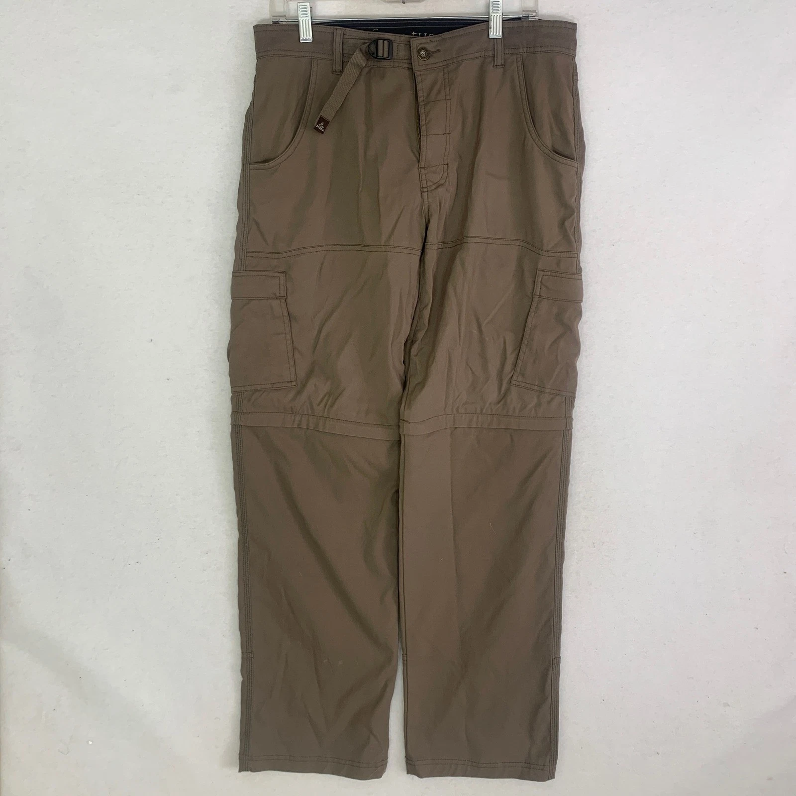 prAna Zion Convertible Pants Mens Med x 32 Brown Zip Off Cargo Hiking Outdoors