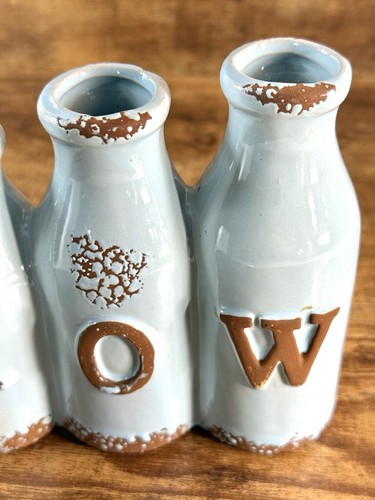 Juego de jarrones de cerámica azul claro 'GROW' rústica granja 4 botellas envejecidas - Imagen 3 de 9