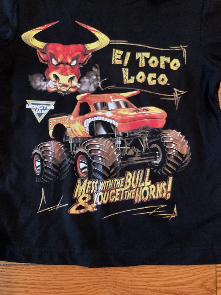 Camiseta Monster Jam Negra Niños 3T El Toro Loco Whiplash Trucks Foto 2 de 4