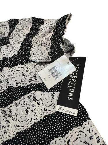 Perceptions Women’s Dress, Light Jacket Attached, Sz 3X, Black & White, Pullover - Picture 4 of 8