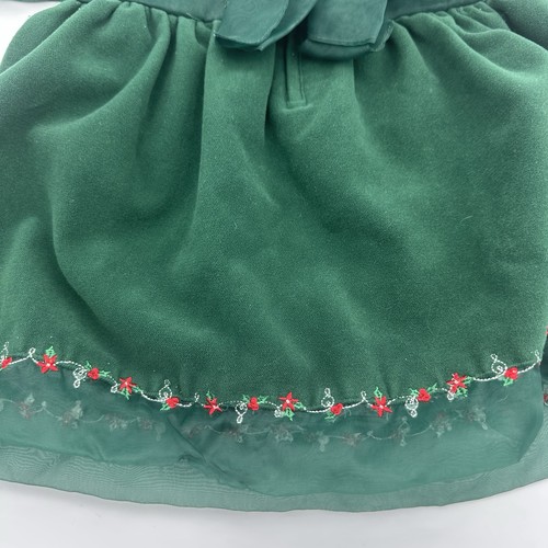 Vintage -Disney Store Minnie Mouse Embroidered Green Velvet Holiday Dress 12 Mos - Picture 15 of 15