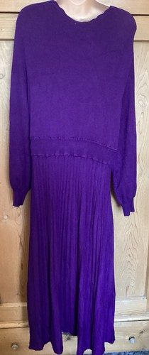 Monsoon Knitted Dress Long Sleeves Pleated Skirt Plus Size Curve Purple XXL 24 - Imagen 12 de 15