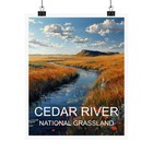 Cedar River National Grassland Travel Poster, Landscape Poster Art, Travel Art