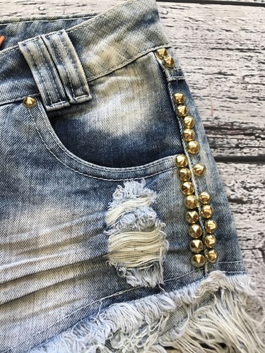 Booty Shorts Acid Wash Distressed Destroyed Te & Jota Jeans Deluxe Sz 38/ 24" W - Picture 7 of 9