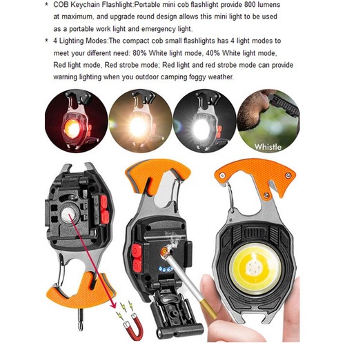 Mini LED COB Work Displaceable Multifunction Torch Pocket Keychain NEW - Picture 3 of 6