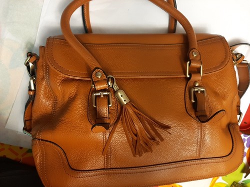 CONCEAL CARRIE Pebbled Brown LEATHER SATCHEL BAG CARRY Weapon w strap heavy