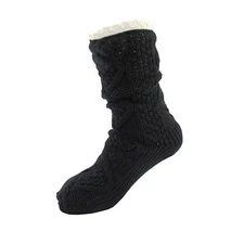 Warm Fuzzy Cozy Thermal Fleece-lined Knitted Non-skid Crew Socks - Color 23