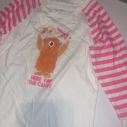 Cat & Jack Halloween Here for the Candy Monster  Girls Raglan T-shirt S 6/6X - Picture 1 of 6