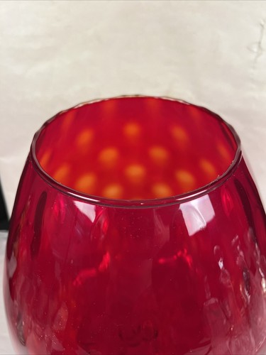 Empoli italienische Kunst Glas 15" hoch rubinrote Münze Punkte Optik Vase massiv! - Bild 4 von 7