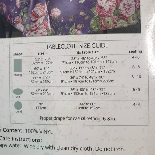 WAVERLY Garden Room Heirloom Blue Floral Toil Vinyl Tablecloth 60” x 102” Oblong - Picture 6 of 8