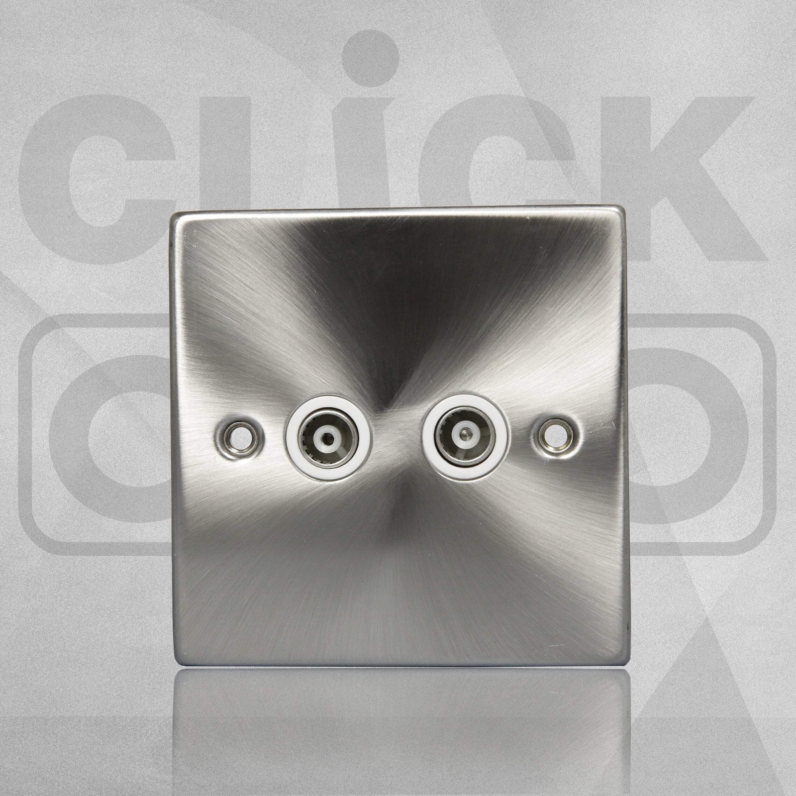 Scolmore Click Deco Victorian Satin Chrome Twin Isolated Coaxial Socket (B1)