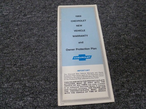 1969 Chevy Corvette Coupe Convertible Owner Warranty Facts Booklet Stingray - Bild 1 von 2
