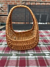 Vtg Hand Woven Wicker Gondola Basket