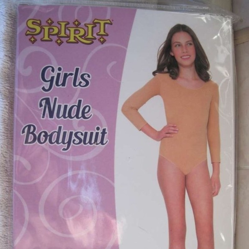 Spirit Halloween Nylon Girls Nude Body Suit Medium Large 80-120 lbs Play Costume